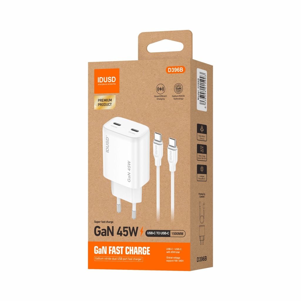 image of GaN PD65W Dual USB‑C Fast Charger – D396B